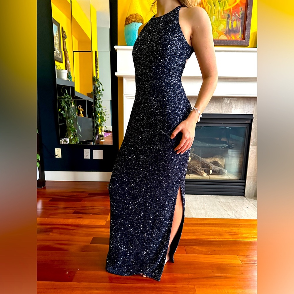 Evening gown worn once XS Navi Blue